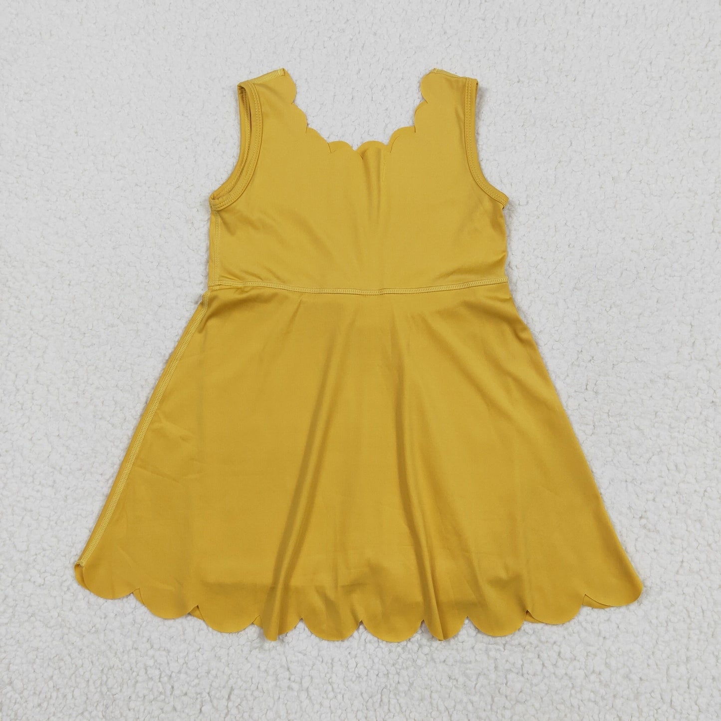 GSD2373 Yellow Color Girls Summer Shorts Knee Length Yoga Dress