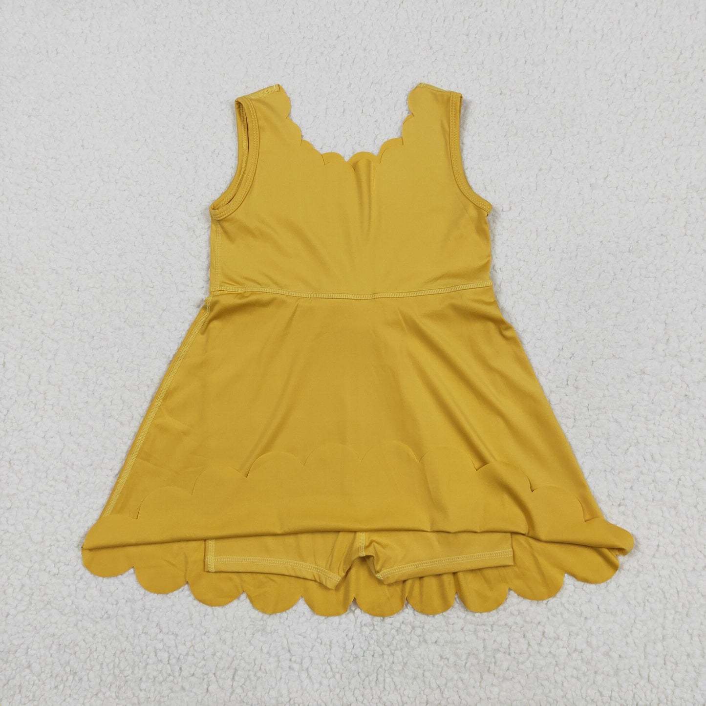 GSD2373 Yellow Color Girls Summer Shorts Knee Length Yoga Dress