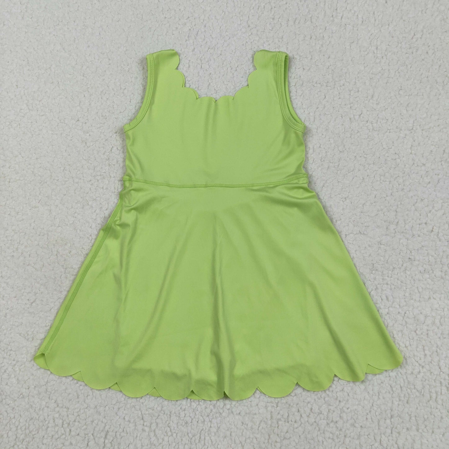 GSD2374 Green Color Girls Summer Knee Length Yoga Dress