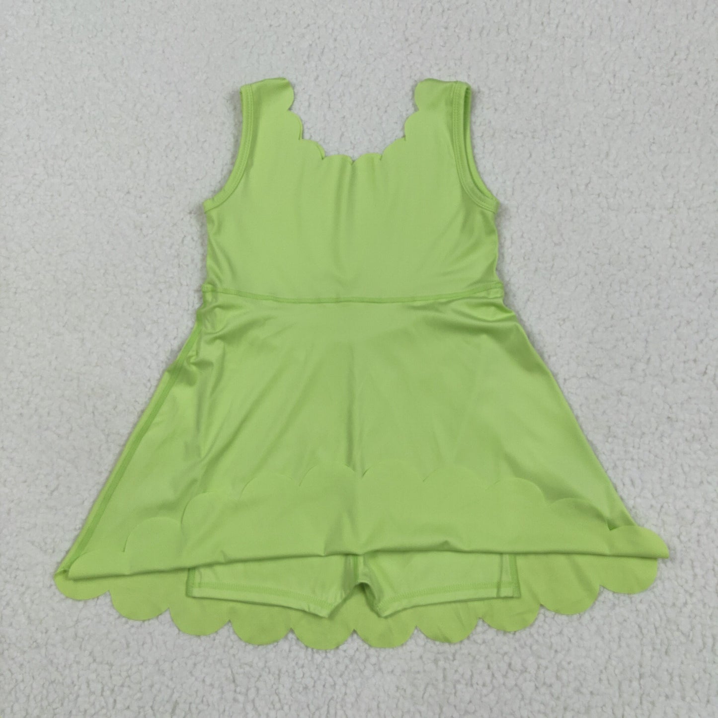 GSD2374 Green Color Girls Summer Knee Length Yoga Dress