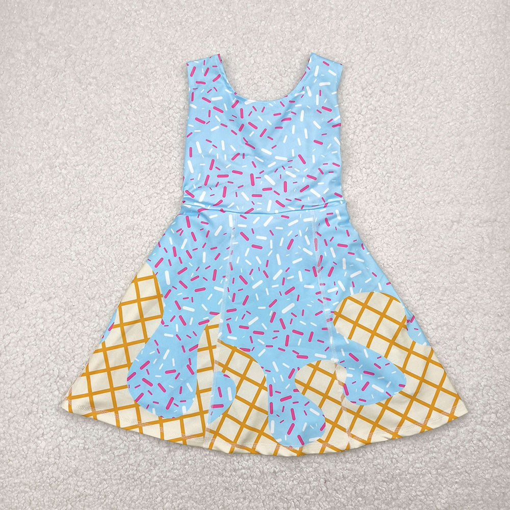 6 Colors Sprinkles Girls Summer Knee Length Yoga Dress Sisters Wear