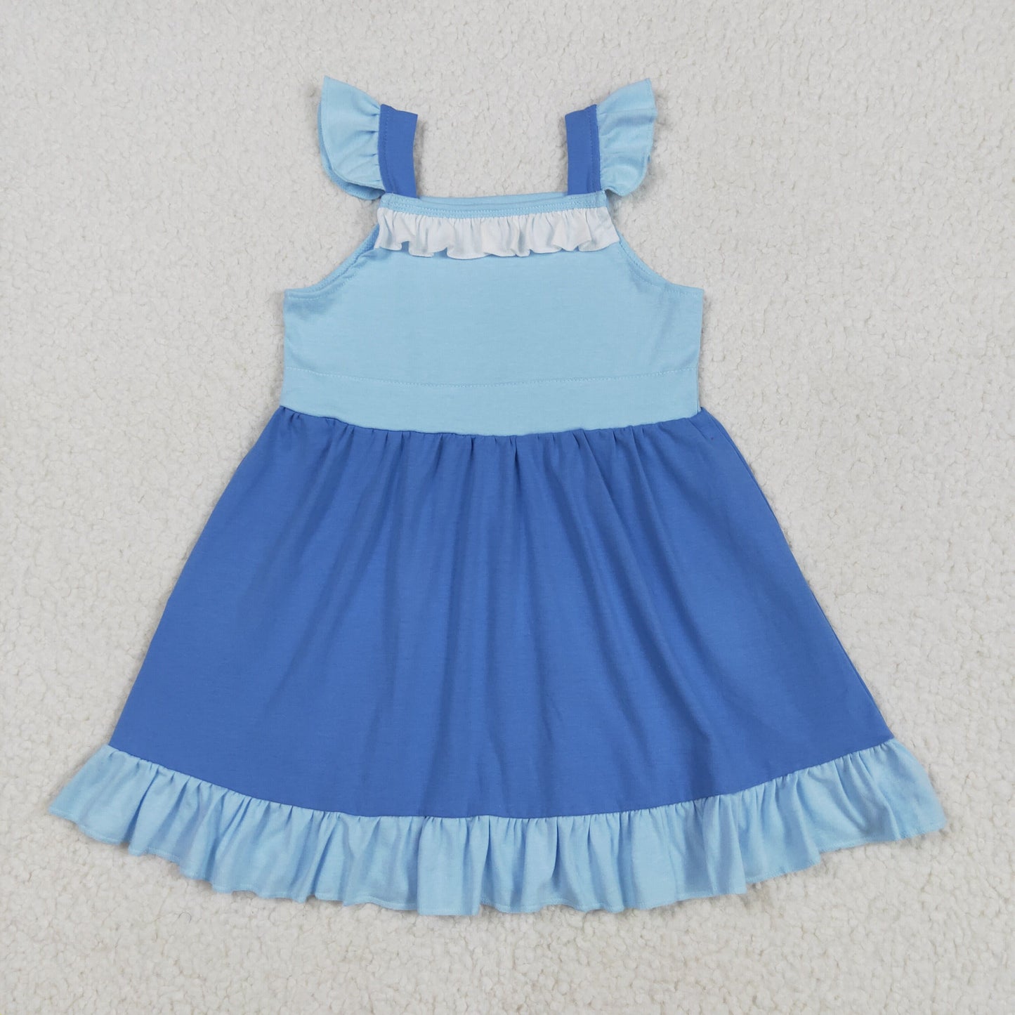 GSD2393 Cartoon Princess Blue Color Girls Summer Knee Length Dress