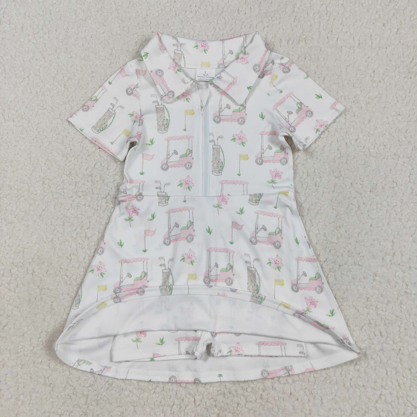 GSD2410 Golf Trucks Print Girls Zipper Summer Knee Length Yoga Dress