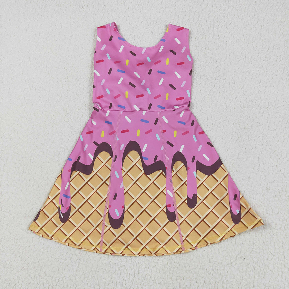 6 Colors Sprinkles Girls Summer Knee Length Yoga Dress Sisters Wear