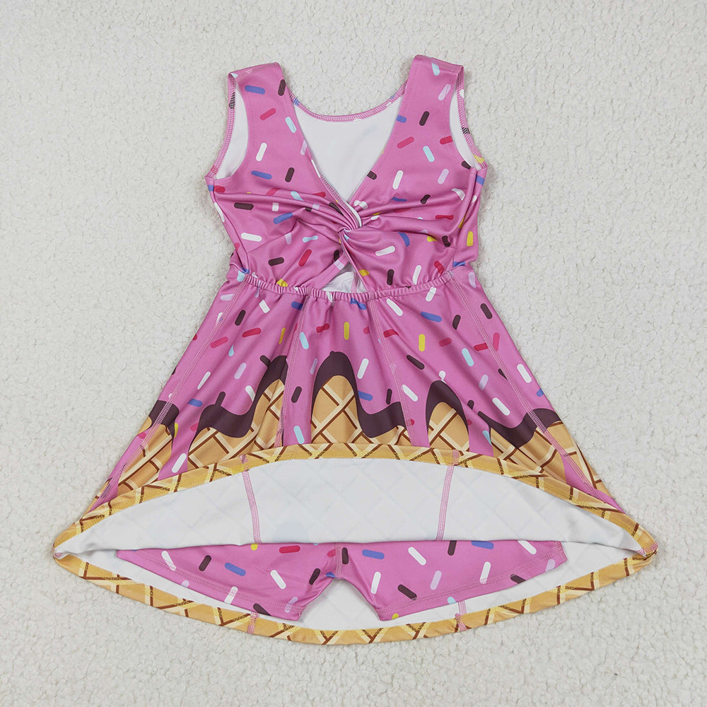 6 Colors Sprinkles Girls Summer Knee Length Yoga Dress Sisters Wear