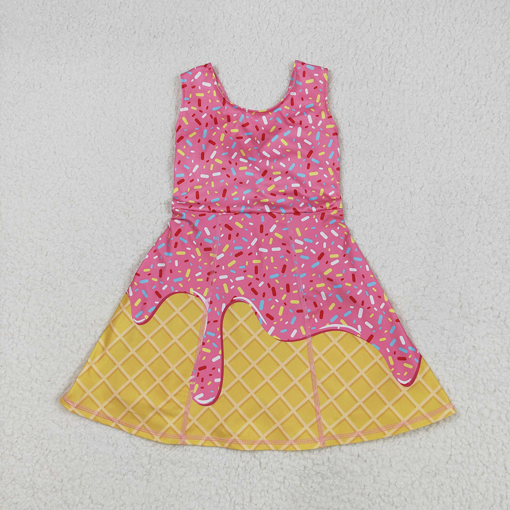 6 Colors Sprinkles Girls Summer Knee Length Yoga Dress Sisters Wear
