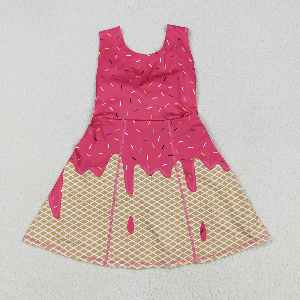 6 Colors Sprinkles Girls Summer Knee Length Yoga Dress Sisters Wear