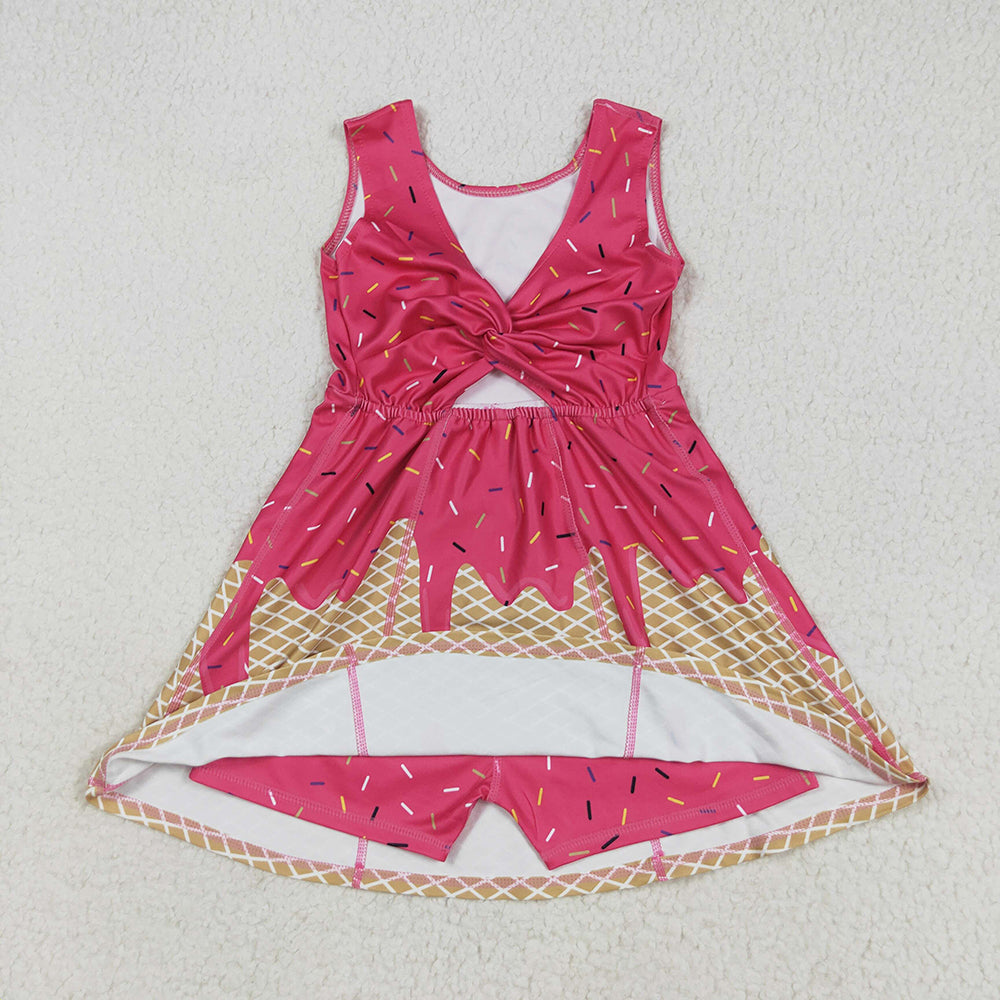 6 Colors Sprinkles Girls Summer Knee Length Yoga Dress Sisters Wear