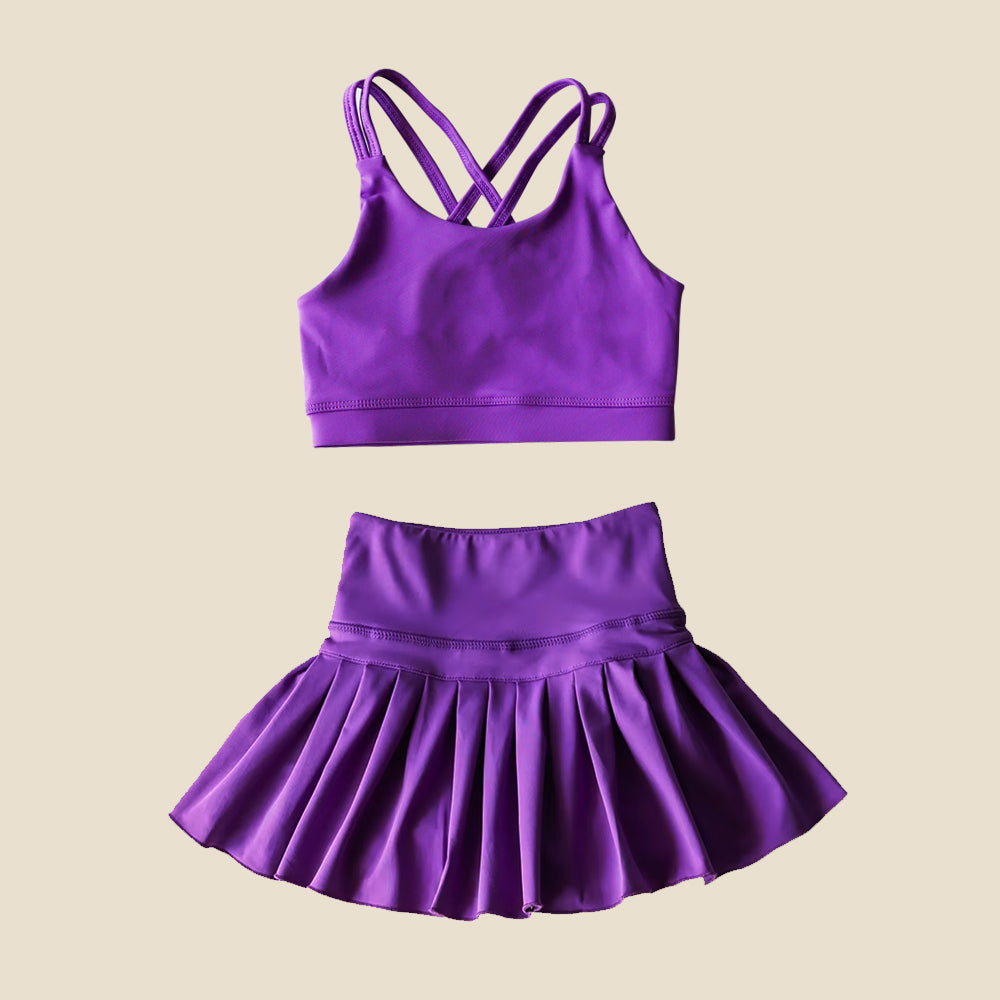 (Pre-order)GSD2435 Purple Tank Top Skirts Shorts Girls Summer Yoga Outfits