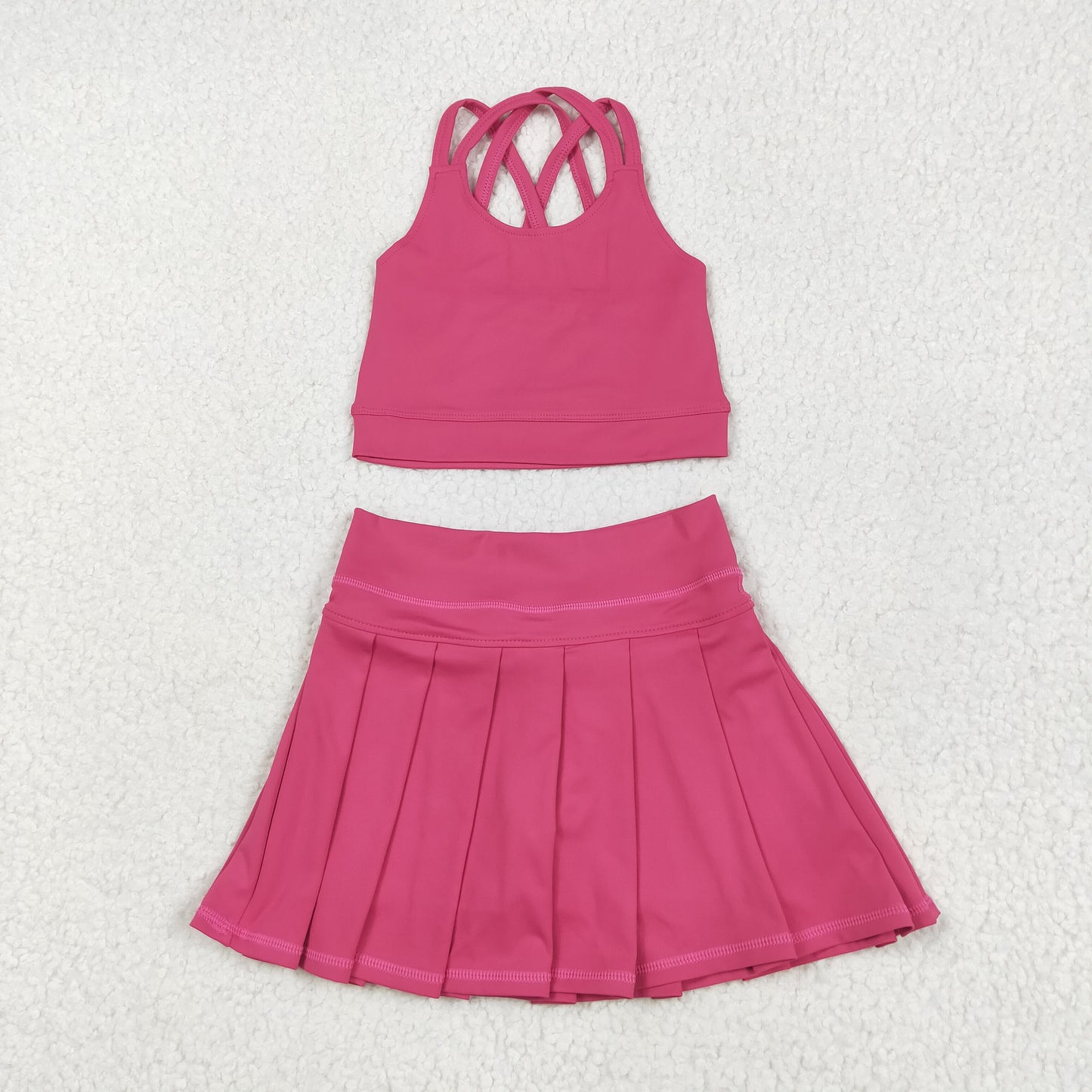 GSD2442 Hot Pink Tank Top Skirts Shorts Girls Summer Yoga Outfits