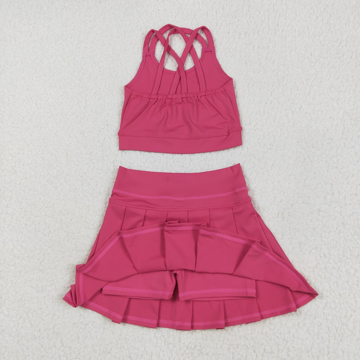 GSD2442 Hot Pink Tank Top Skirts Shorts Girls Summer Yoga Outfits