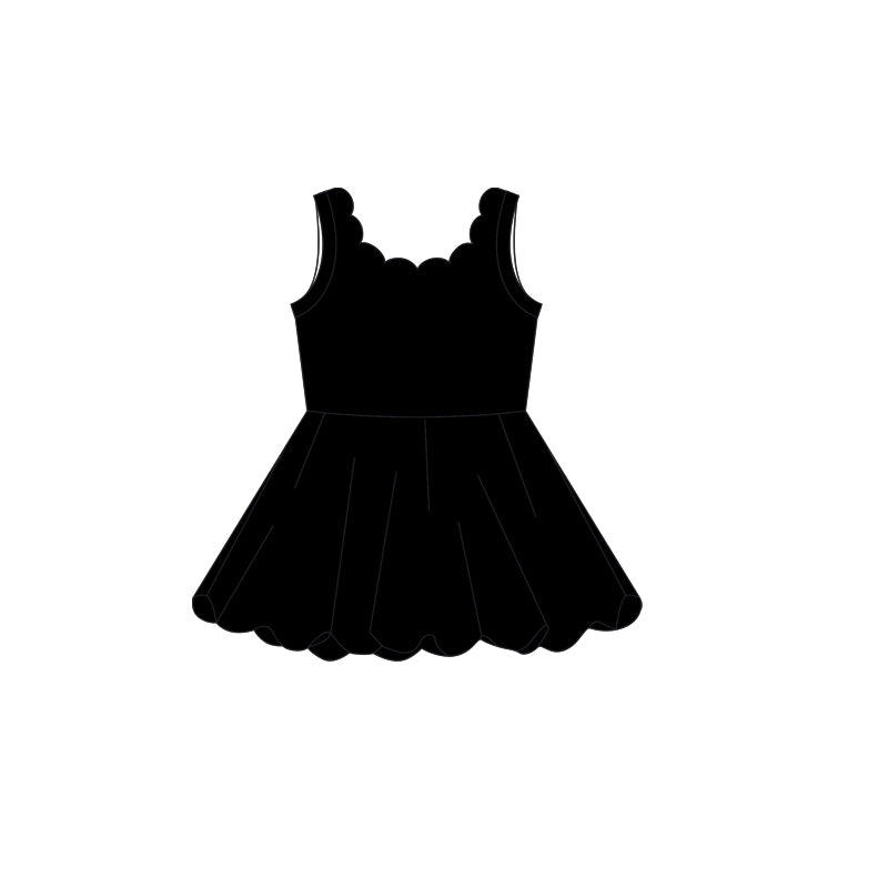 (Pre-order)GSD2502 Black Girls Summer Knee Length Yoga Dress