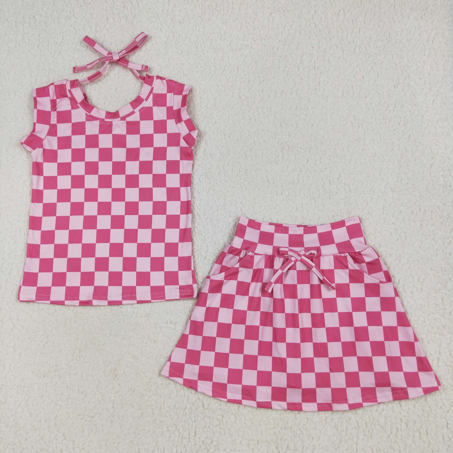Hot Pink Top Skirts Shorts Girls Summer Clothes Set Sisters Wear