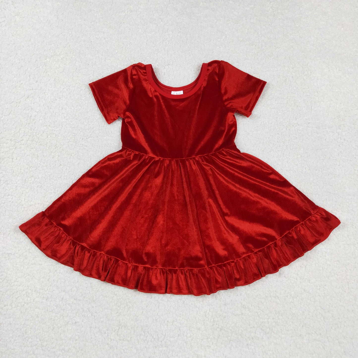 GSD2614 Red Velvet Girls Christmas Knee Length Dress