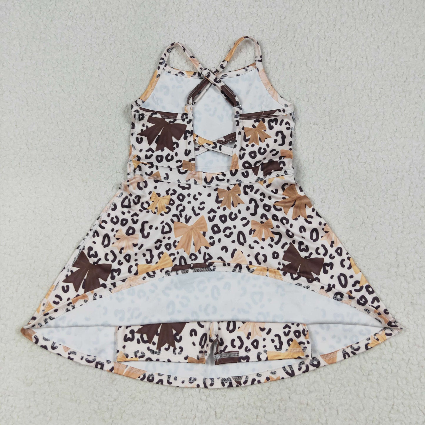 3 Print Leopard Print Girls Summer Knee Length Yoga Dress Sisters Wear