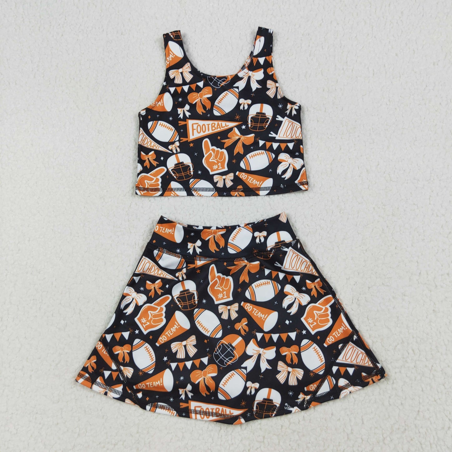 3 Colors Cheer Bows Tank Top Shorts Skirts Girls Summer Yoga Outfits Sisters Wear
