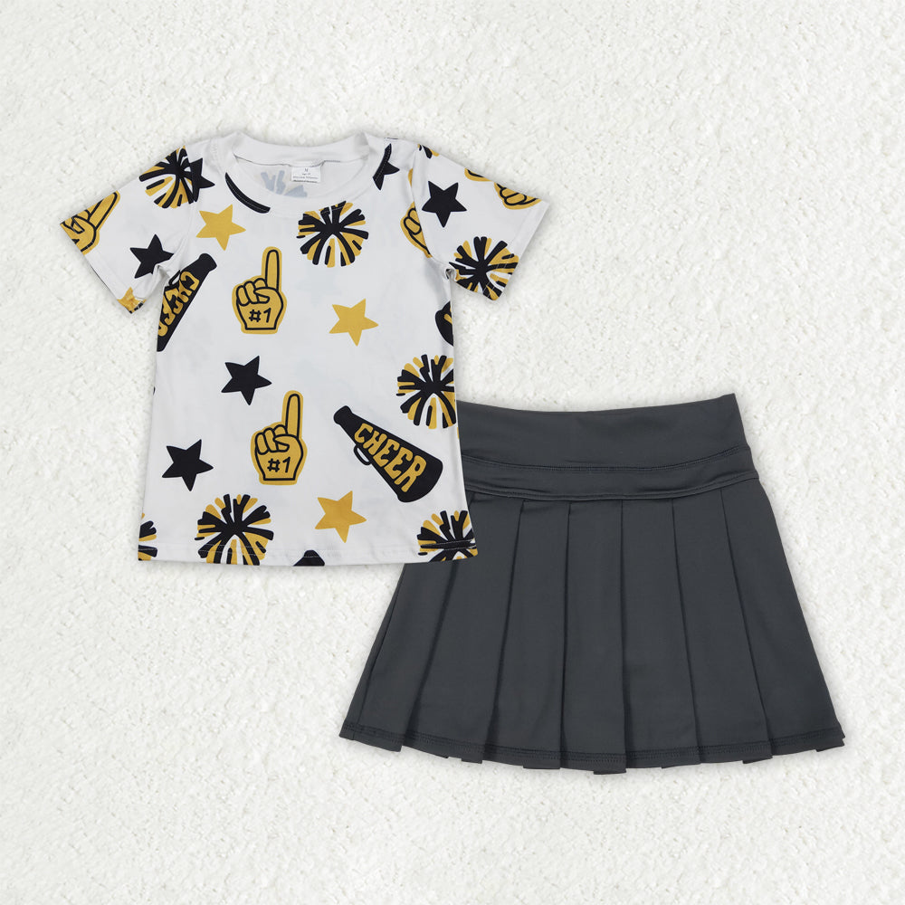 3 Colors Cheer Top Shorts Skirts Girls Summer Yoga Outfits Sisters Wear