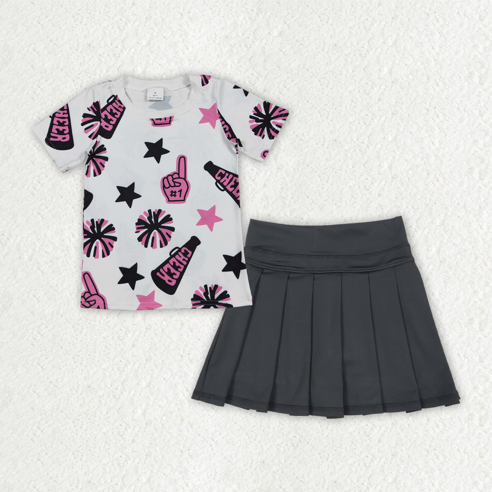 3 Colors Cheer Top Shorts Skirts Girls Summer Yoga Outfits Sisters Wear