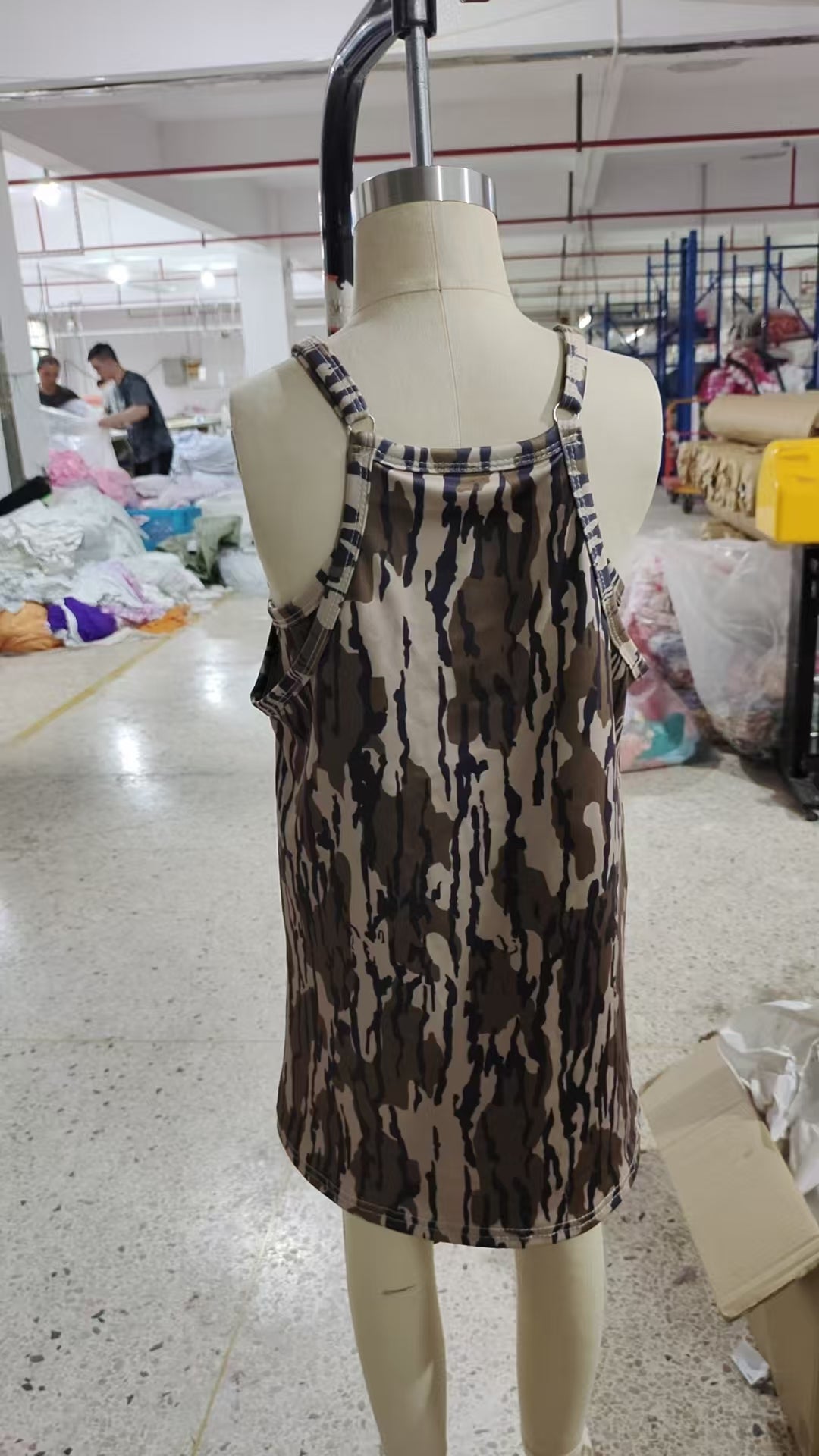 GSD2720 Camo Print Strap Pockets Girls Knee Length Yoga Dress