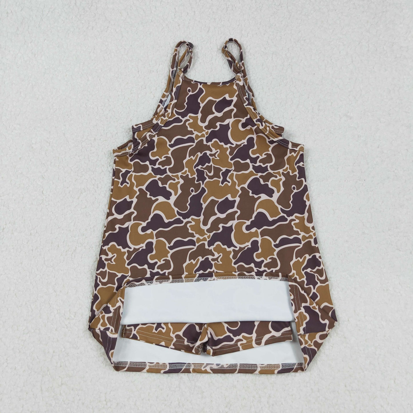 Camo Print Strap Pockets Mom and Me Summer Yoga Dress