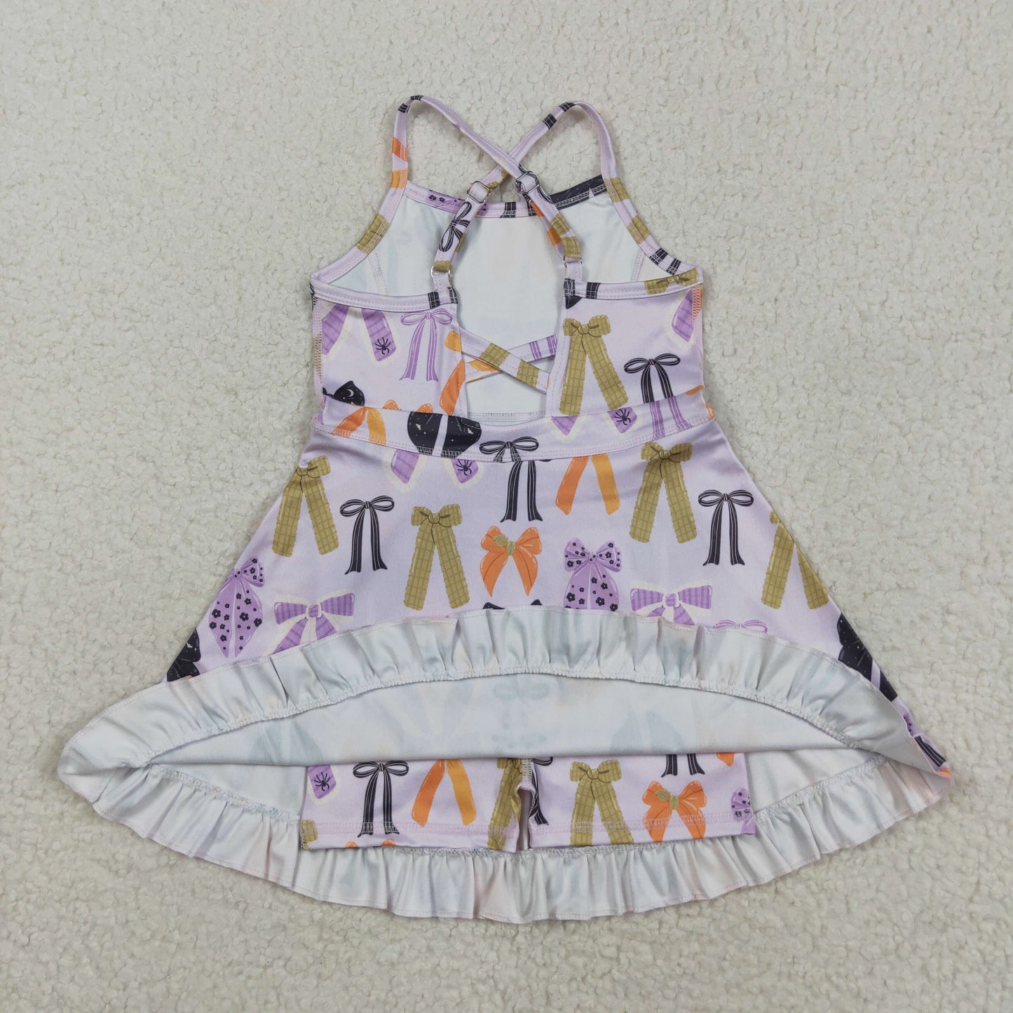 GSD2737 Purple Bows Girls Halloween Knee Length Yoga Dress
