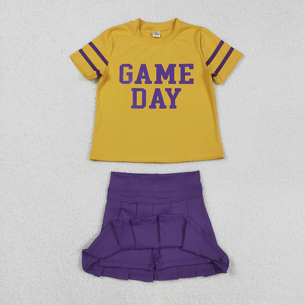7 Colors Game Day Vinyl Top Skirts Girls Summer Yoga Outfits Sisters Wear