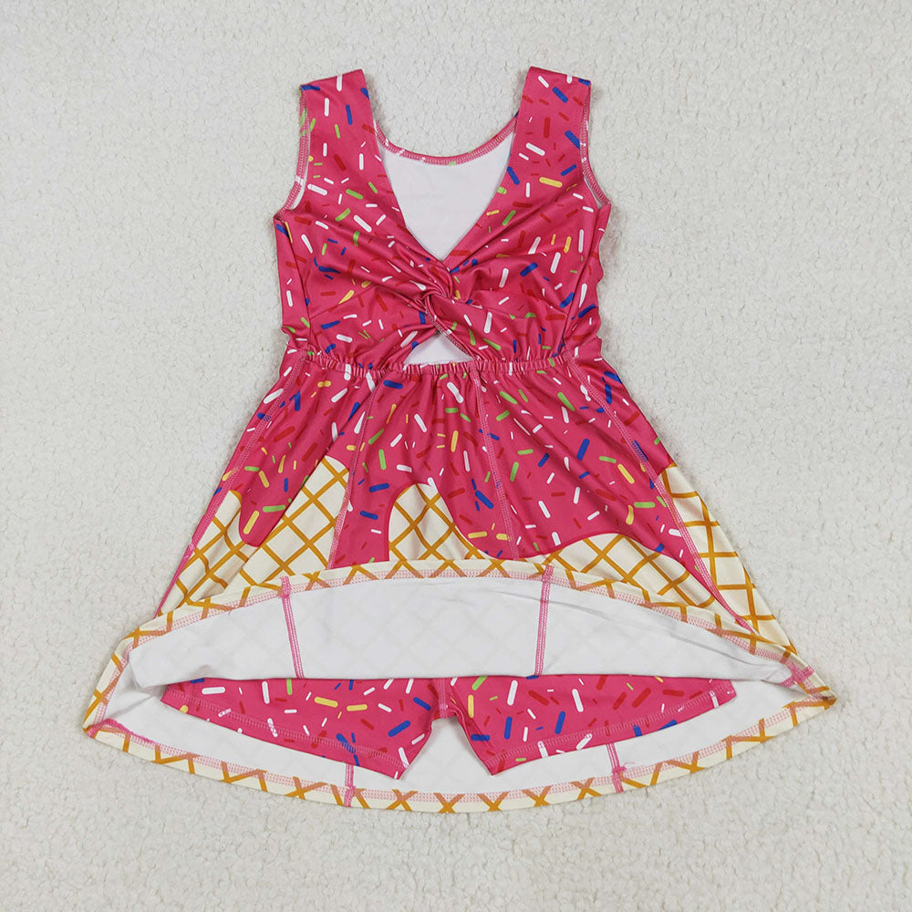 6 Colors Sprinkles Girls Summer Knee Length Yoga Dress Sisters Wear