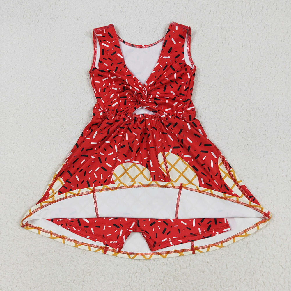 5 Colors Sprinkles Girls Summer Knee Length Yoga Dress Sisters Wear