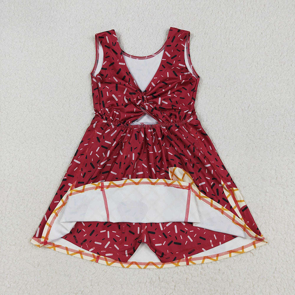 5 Colors Sprinkles Girls Summer Knee Length Yoga Dress Sisters Wear
