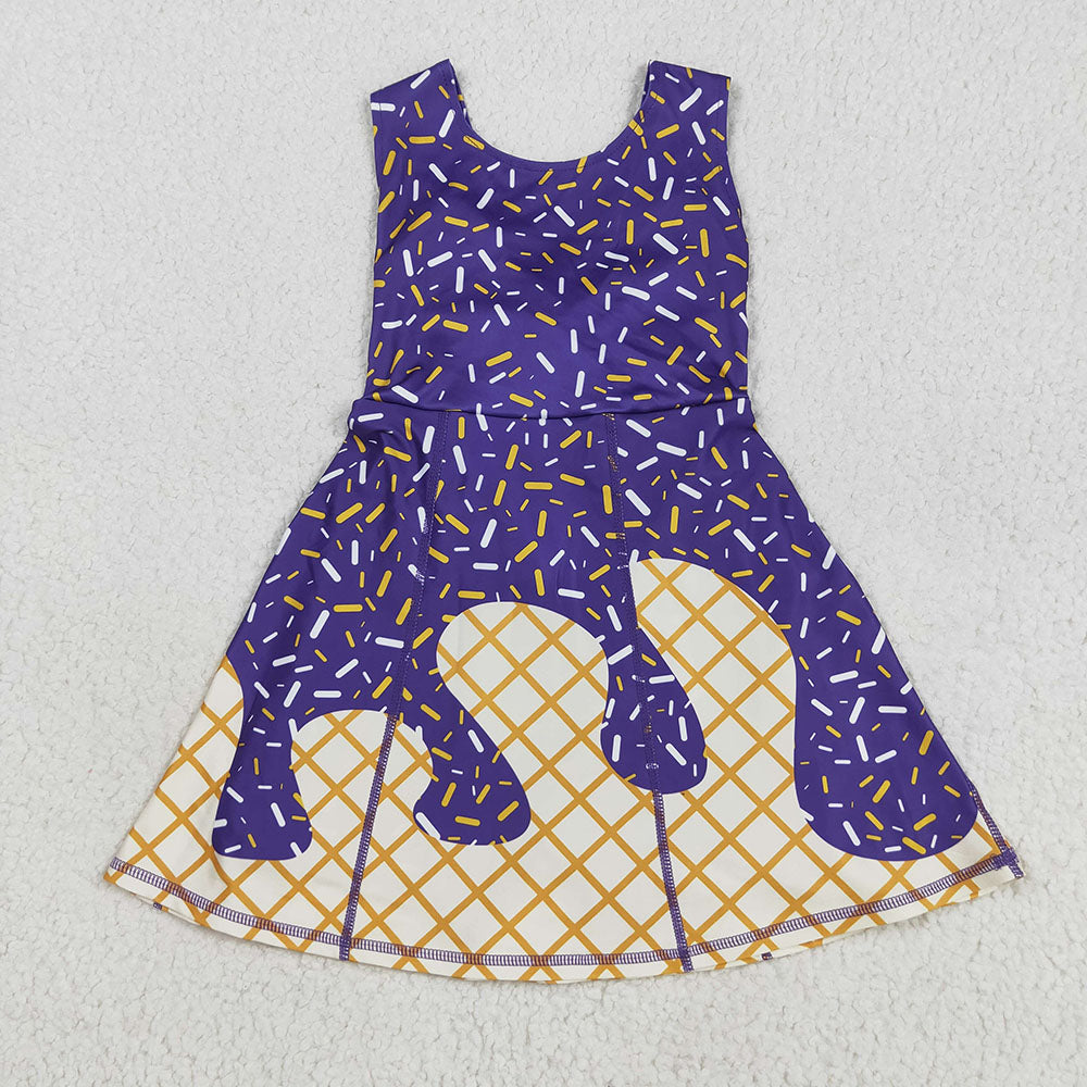 5 Colors Sprinkles Girls Summer Knee Length Yoga Dress Sisters Wear