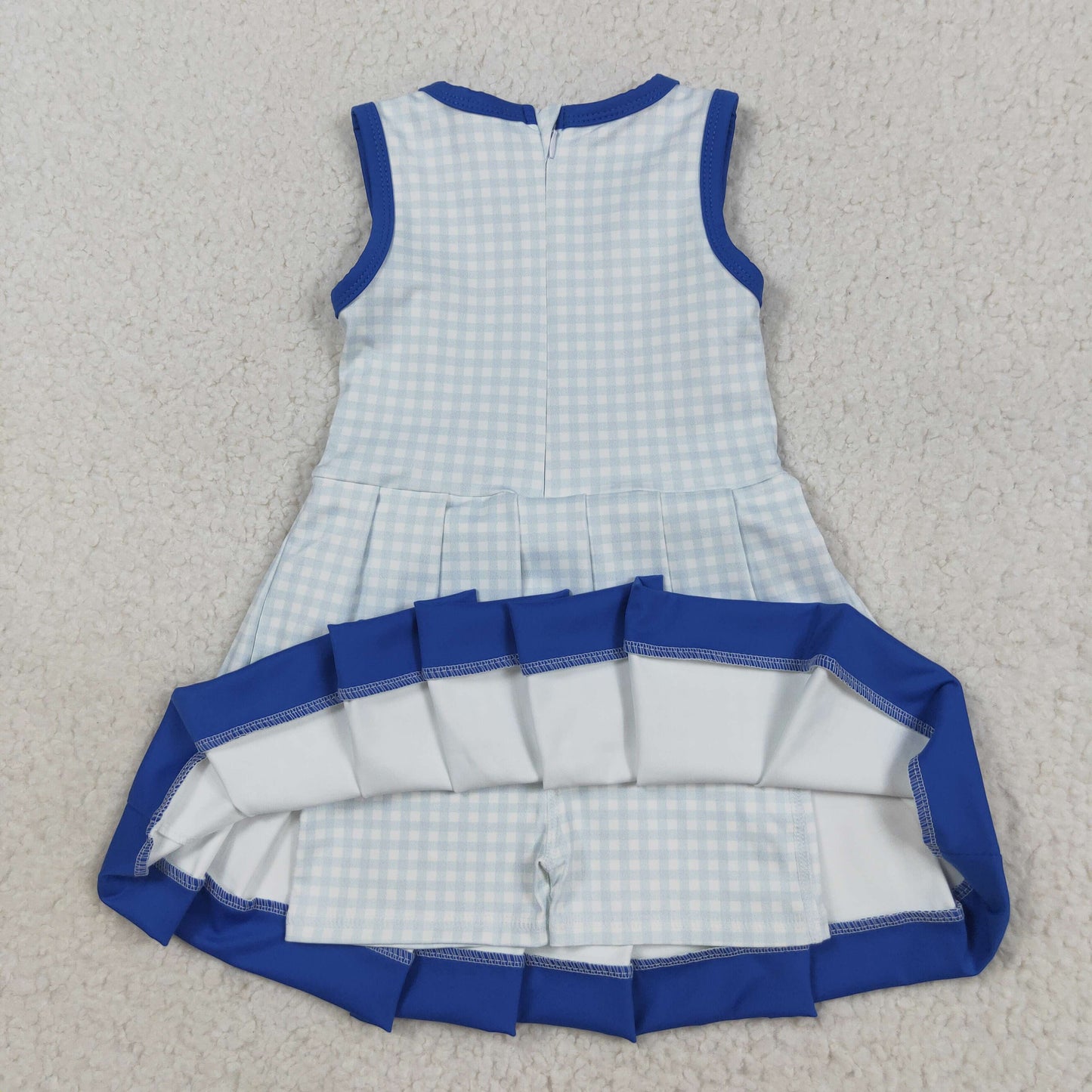 3 Colors Plaid Girls Summer Knee Length Zipper Yoga Dress Sisters Wear