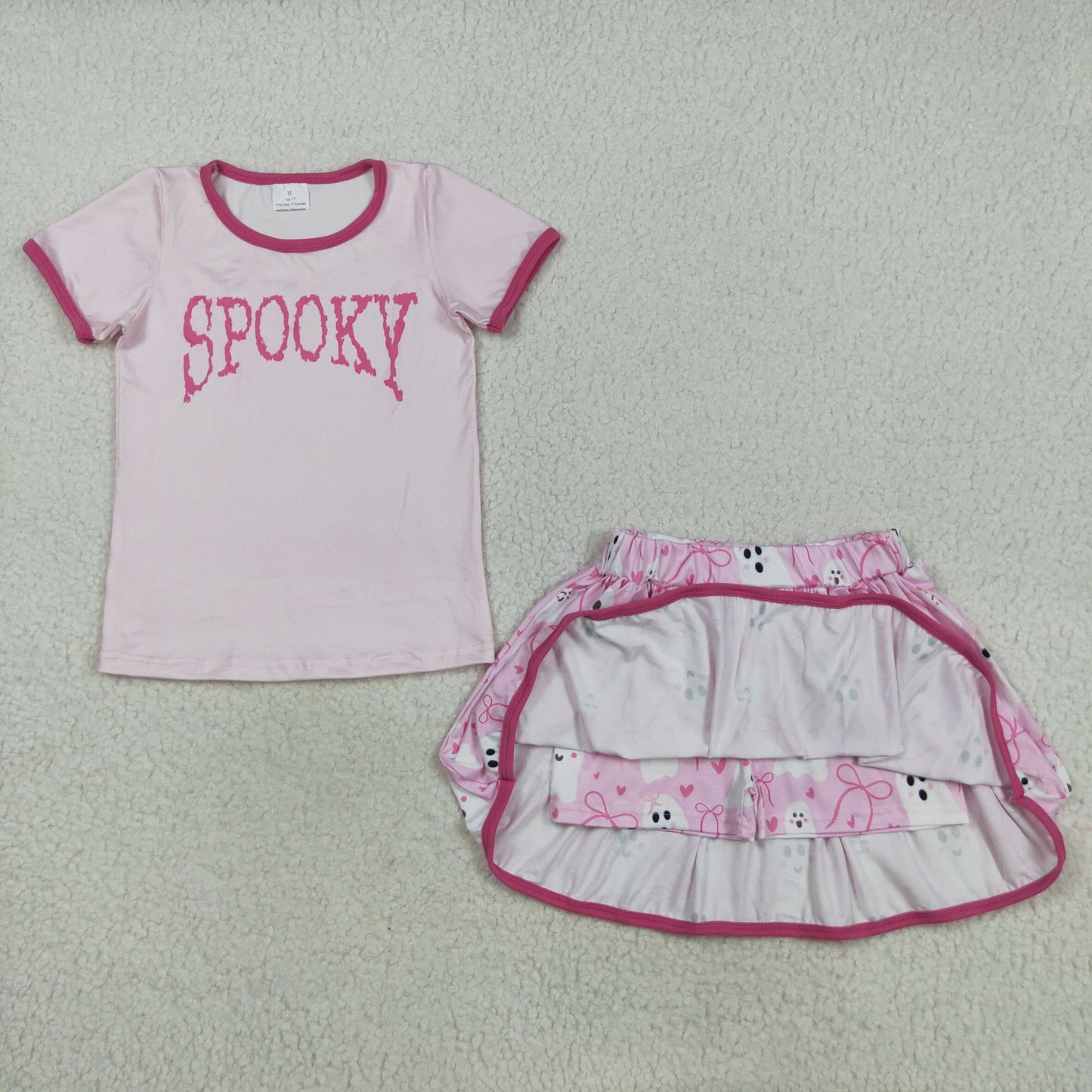 GSD2776 Spooky Top Bows Skirts Shorts Girls Halloween Clothes Set