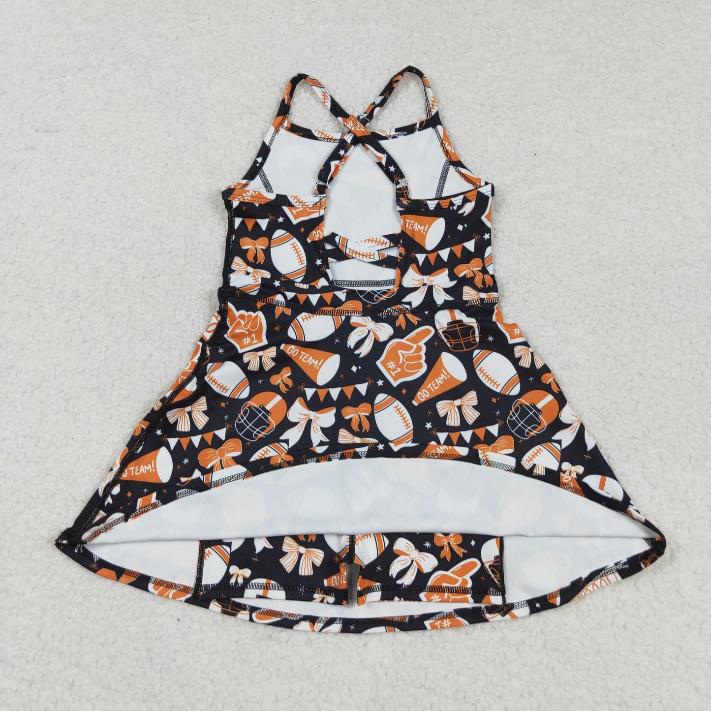 GSD2777 GO TEAM Orange Bows Girls Summer Knee Length Yoga Dress