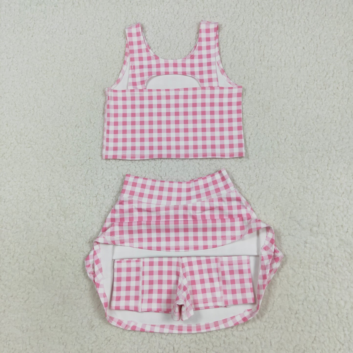 6 Colors Tank Top Skirts Shorts Girls Summer Yoga Clothes Set Sisters Wear