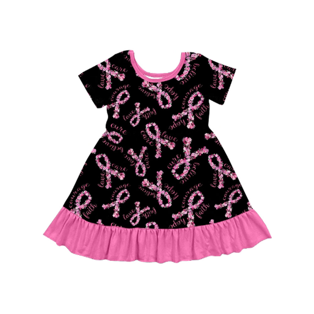 (Pre-order)GSD2801 Small Flowers Pink Print Girls Knee Length Dress