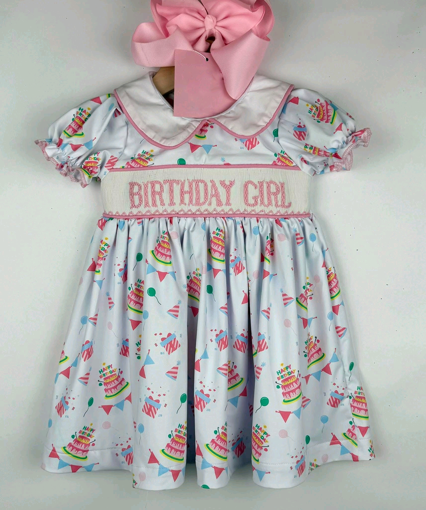 (Pre-order)GSD2854 Birthday Day Print Girls Summer Knee Length Dress