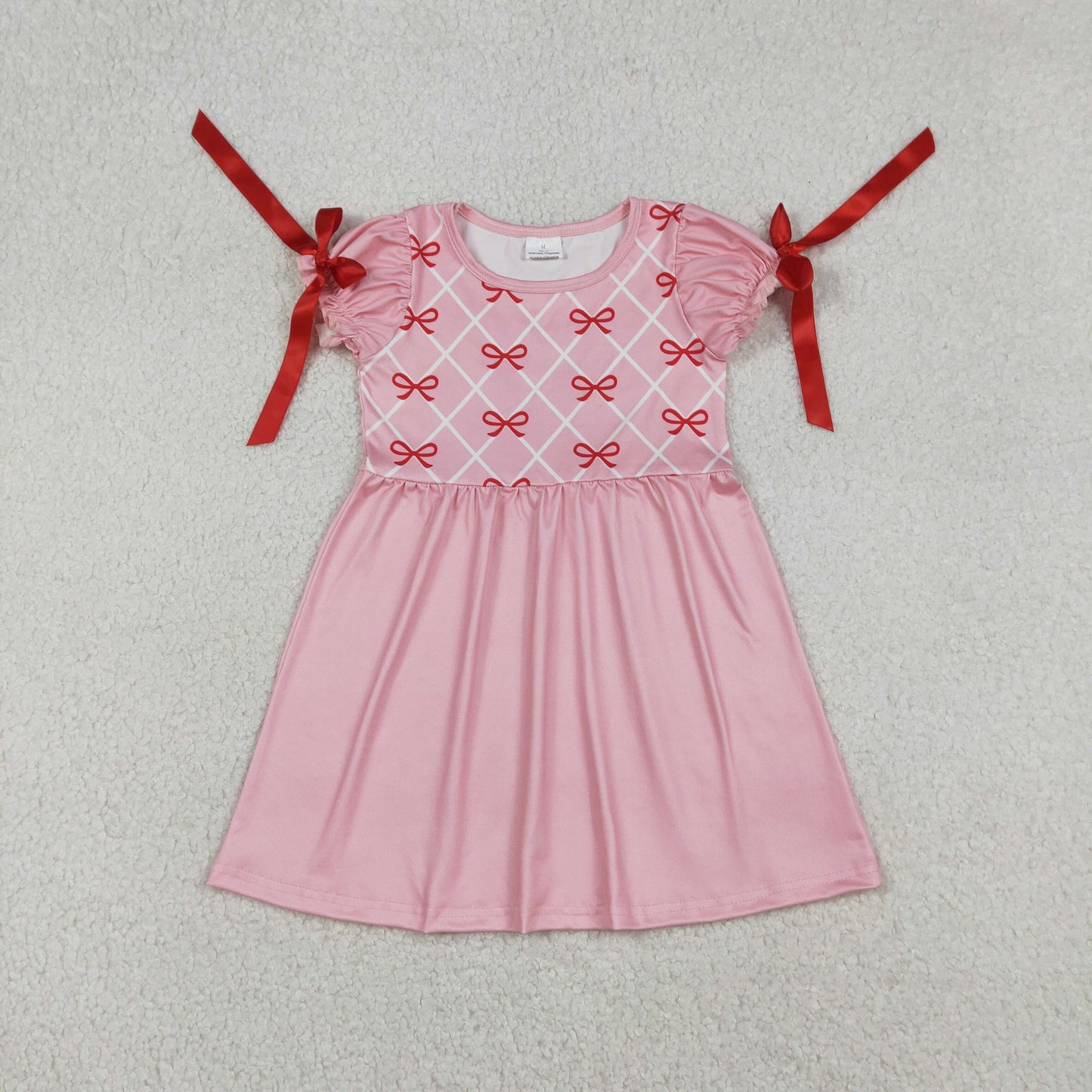 Red Bows Pink Print Girls Valentine's Day Matching Clothes Sisters Wear