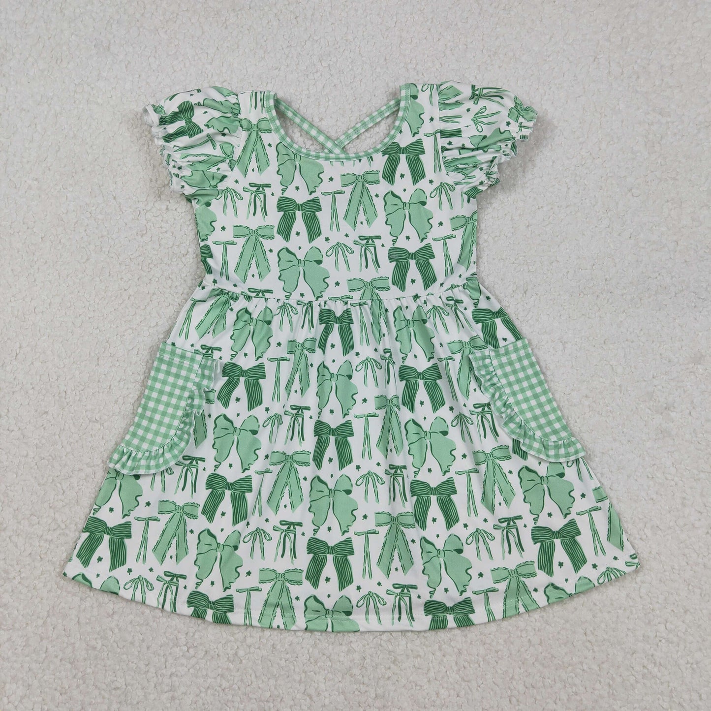 Green Bows Print Girls St. Patrick's Day Matching Clothes Sisters Wear