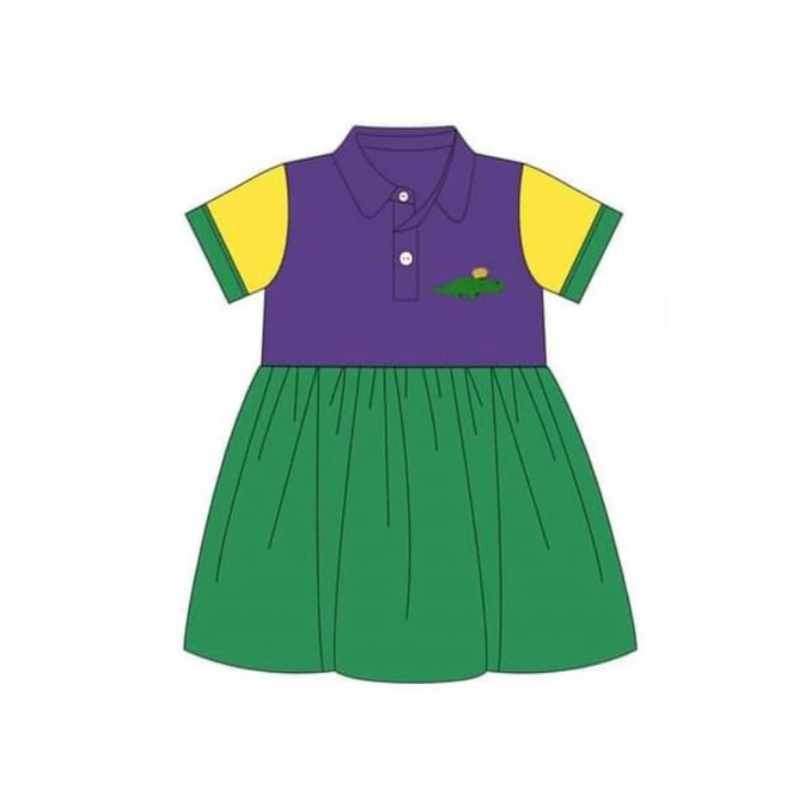 (Pre-order)GSD2935 Crocodile Print Girls Mardi Gras Knee Length Dress