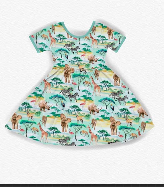 (Pre-order)GSD2969 Animals Print Girls Summer Knee Length Dress
