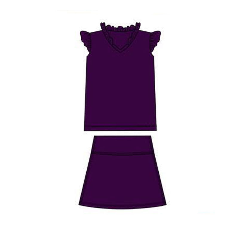(Pre-order)GSD3014 Purple Color Top Skirts Girls Yoga Clothes Set