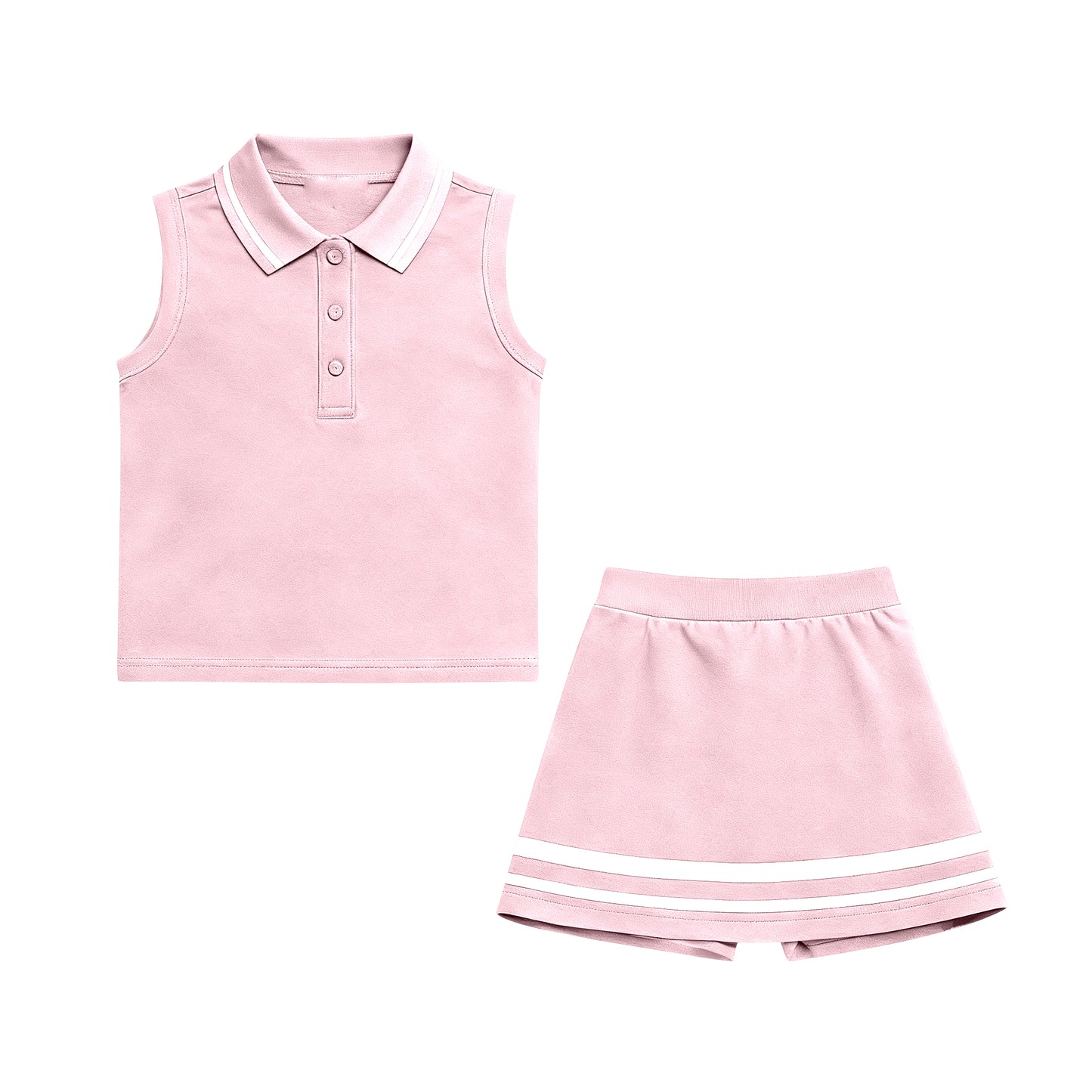 (Pre-order)GSD3108 Pink Color Polo Top Shorts Skirts Girls Summer Yoga Clothes Set
