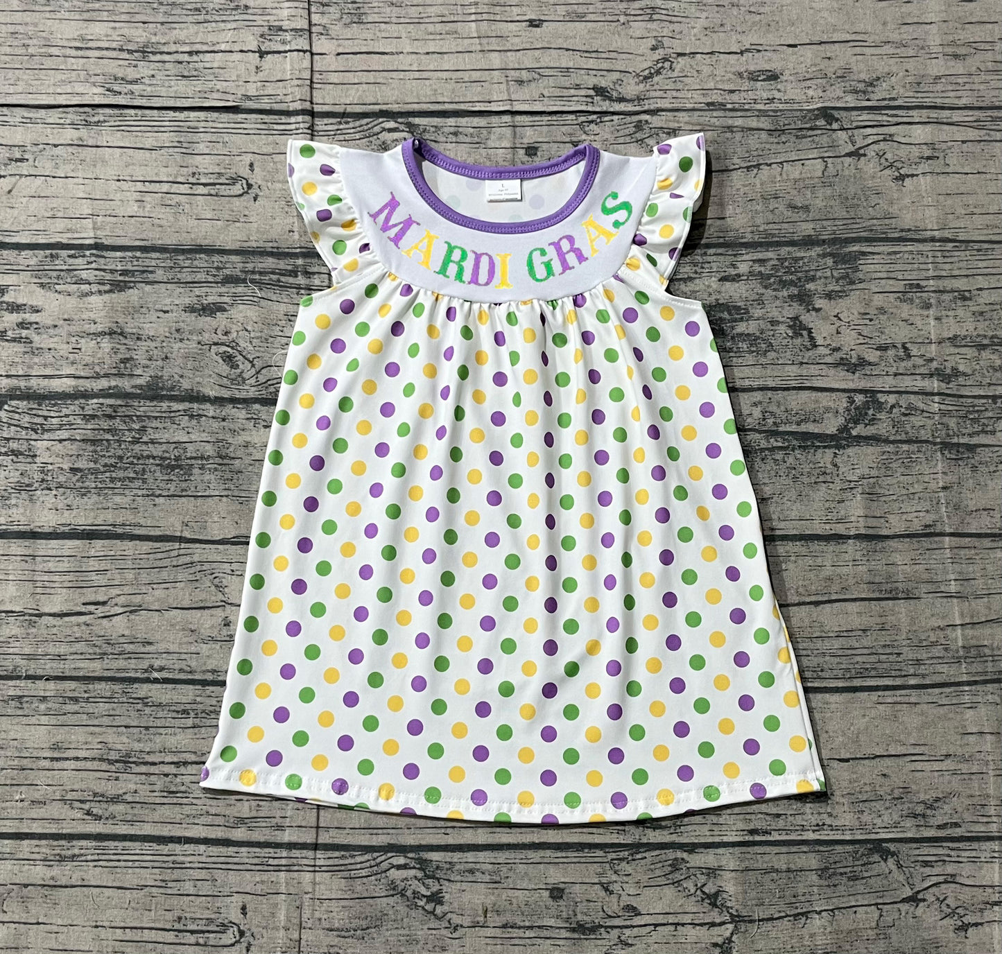 (Pre-order)GSD3122 Dots Print Girls Mardi Gras Knee Length Dress