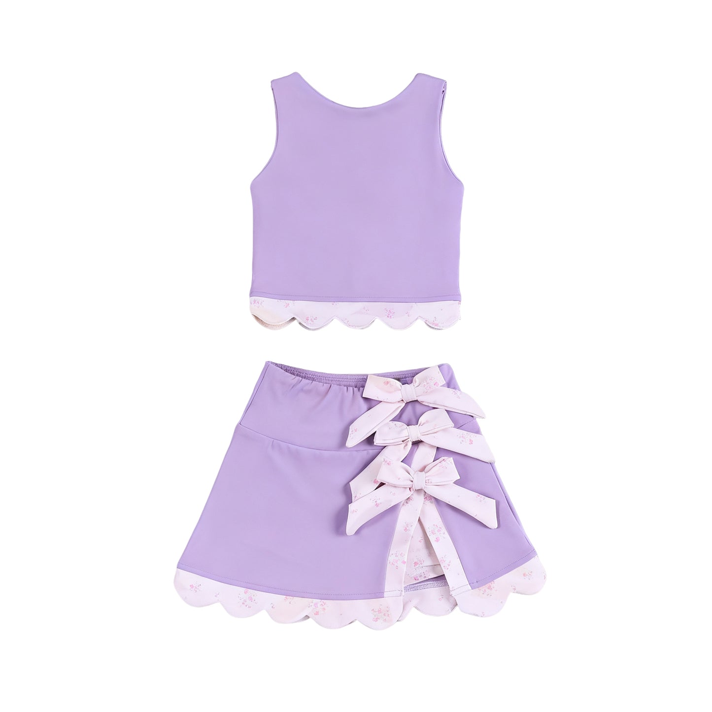(Pre-order)GSD3323 Purple Color Tank Top Skirts Girls Summer Yoga Clothes Set