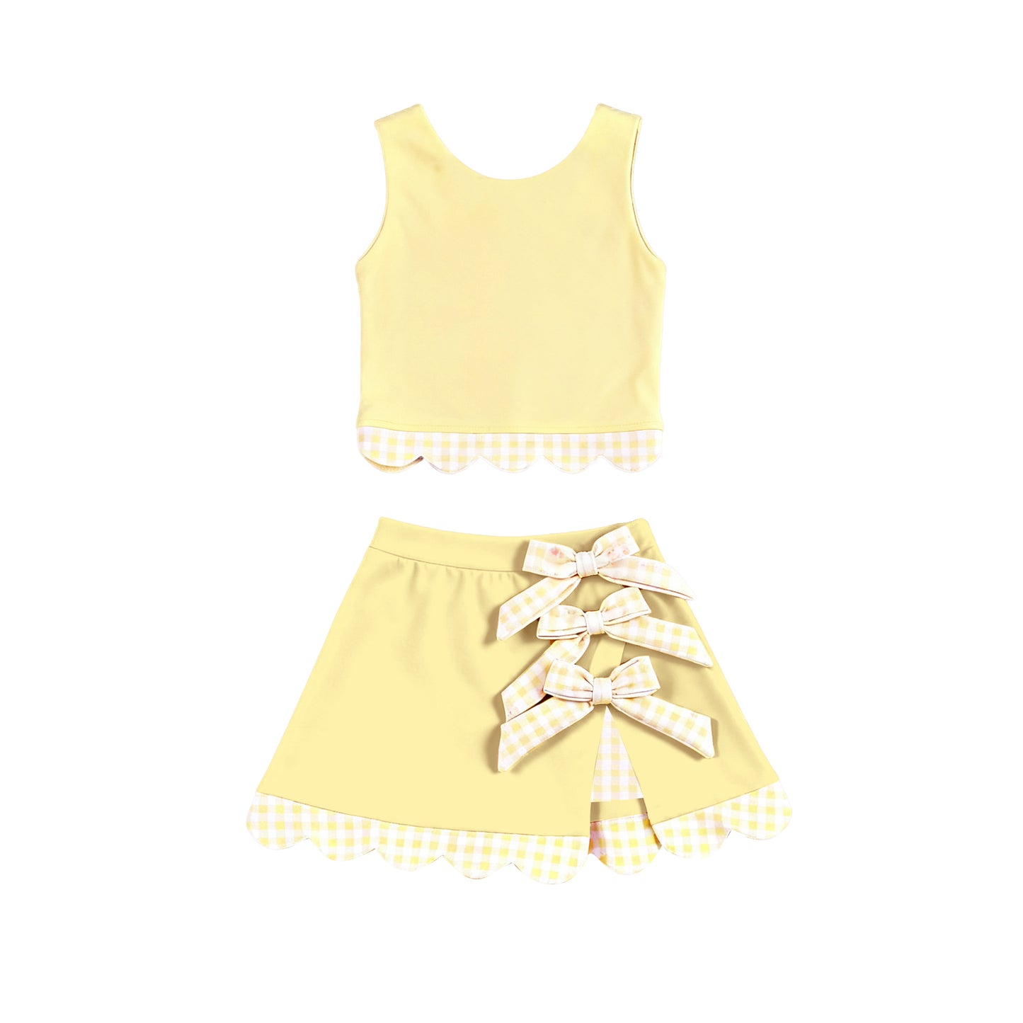 (Pre-order)GSD3324 Yellow Color Tank Top Skirts Girls Summer Yoga Clothes Set