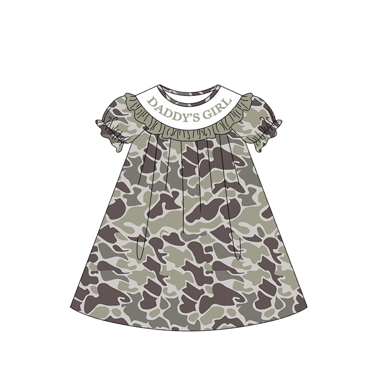 (Pre-order)GSD3539 DADDY'S GIRL Camo Print Girls Summer Knee Length Dress