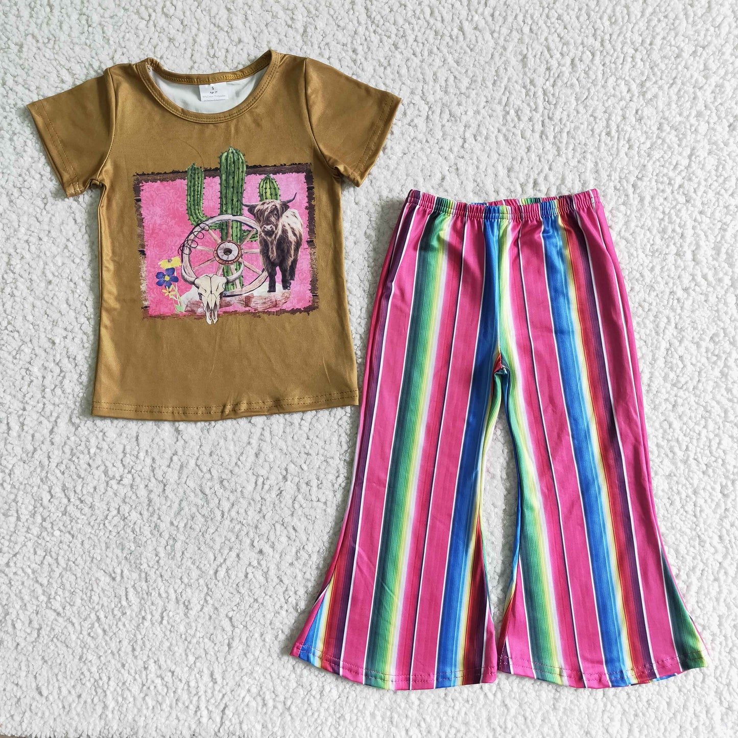 (Promotion)Short sleeve bell bottom pants outfits GSPO0069