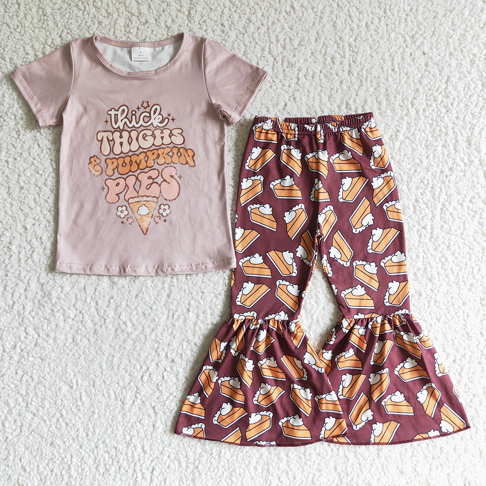 Pumpkin Pie Print Girls Fall Outfits Sisters Wear