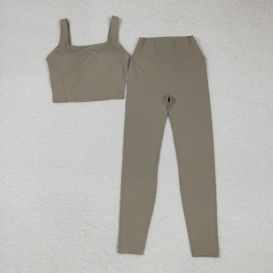 USA-Shop GSPO0240 Adult Taupe Color Tank Top Pants Woman Yoga Outfits