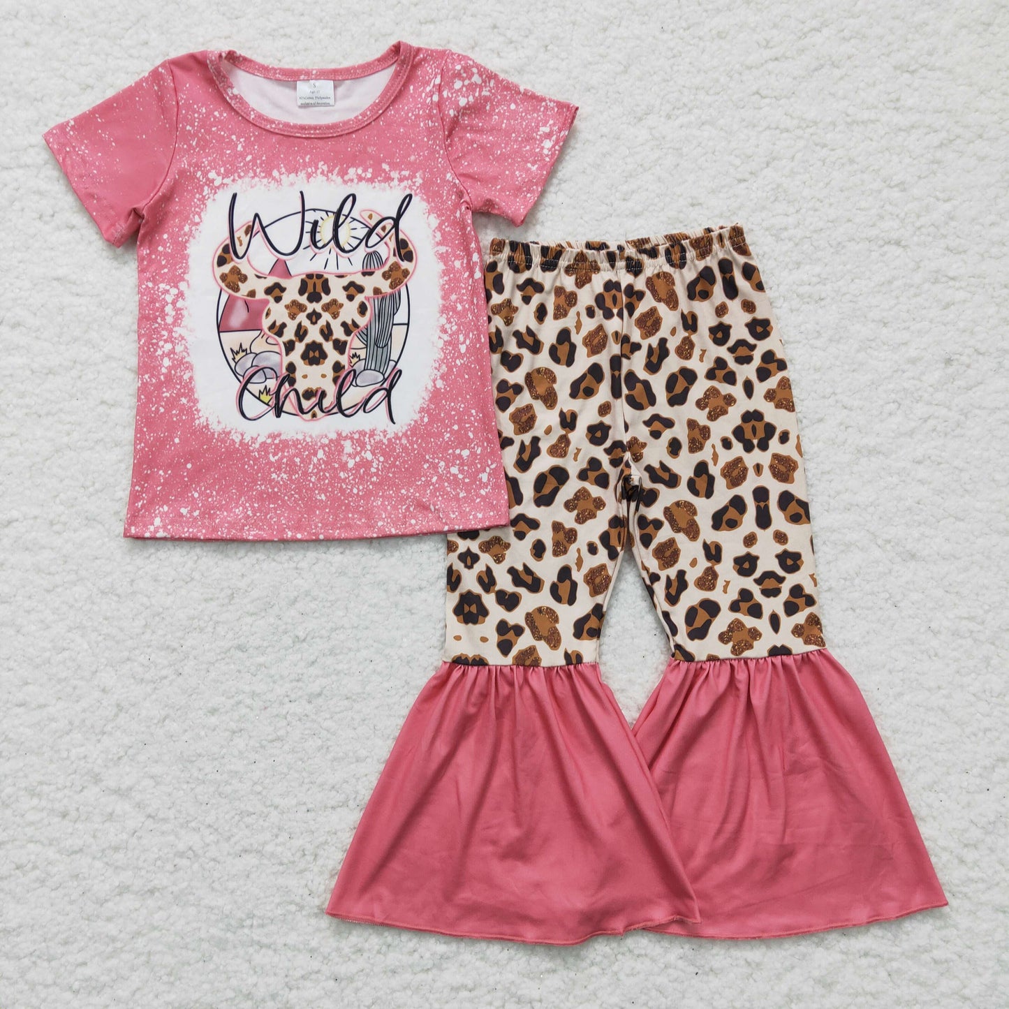 7 Colors Cow Skull Western Print Bell Pants Girls Clothes Set